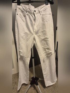 Hidden Jeans White Distressed Relaxed/Wide Leg Size 27 Soft Cotton